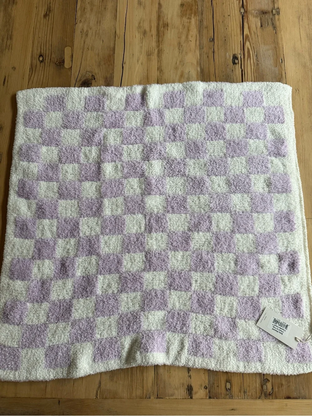Kashwere Baby Blanket & Cap Set, Check Chenilla Cloud, Iris/Creme, NWT
